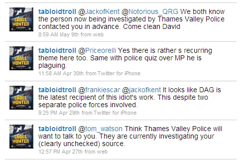 Tabloid Troll making untrue claims on behalf of police