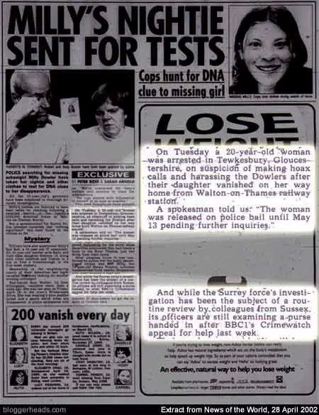 Extract from News of the World, 28 April 2002